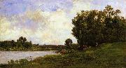 Charles-Francois Daubigny Cattle on the Bank of a River oil painting picture wholesale